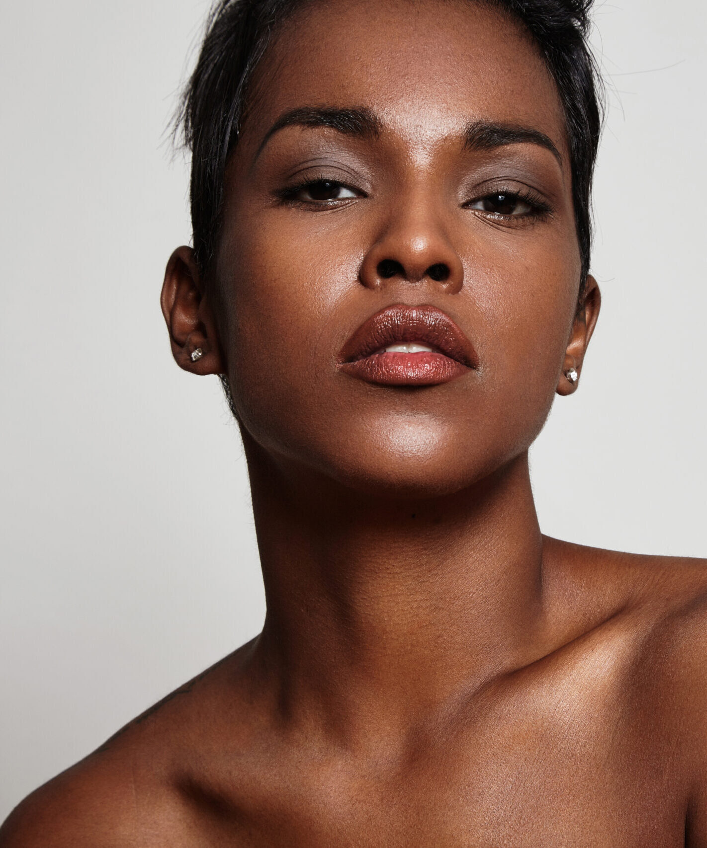 Woman with melanin-rich skin